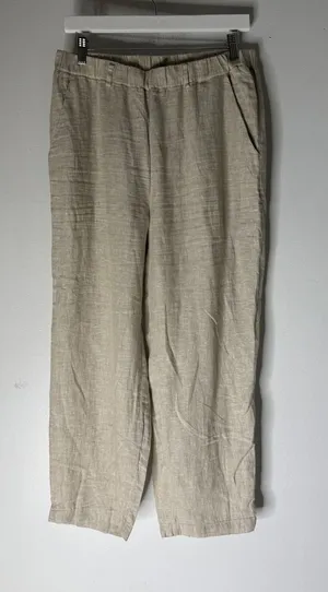Quince 100% European Linen Pants Flax Beige Straight Leg Elastic Waist M thumbnail 1