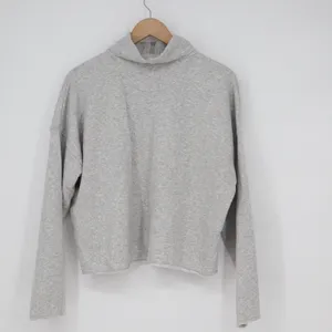 Aerie Womens Grey Quarter Zip Cropped Sweatshirt Raw Hem Large thumbnail 5