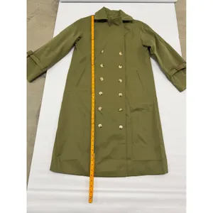 Army Green Double Breasted Trench Coat Longline Jacket H9B641 Size M thumbnail 6