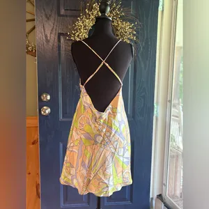 Zara Multicolor Cutout Backless Side Zip Dress size L thumbnail 5