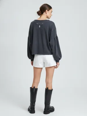Free People Movement Balloon Long Sleeves Crop top Oversized Logo Bohemian Sz XL thumbnail 2