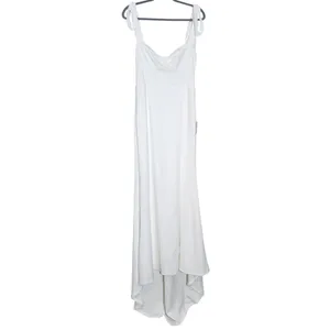 Lulus White Tie-Strap Wedding Dress with Train NWT Size Small thumbnail 3