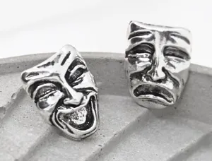Silver Theatrical Mask Stud Earrings thumbnail 1
