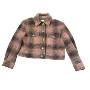 Aritzia Wilfred Autumn Shirt Jacket Wool Shacket Brown Pink Plaid thumbnail 4