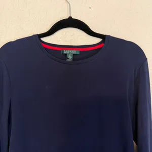 Lauren‎ Ralph Lauren Top Womens XL Navy Blue Long Sleeve Cotton Blend Casual thumbnail 4