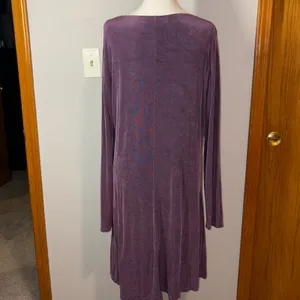 Flax ribbed Purple midi Dress, Long Sleeve, Relaxed Fit, Casual Everyday, Size M thumbnail 3