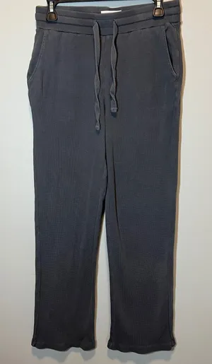 Losano Organic Cotton Waffle Knit Lounge Pants Charcoal Gray Drawstring Small thumbnail 1