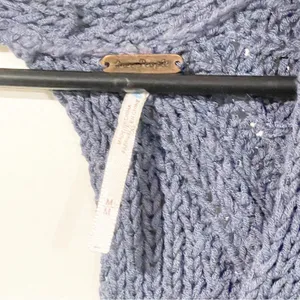 Free People Size Medium Blue Thick Knit Open Back Long Sleeve Tunic‎ Dress thumbnail 3