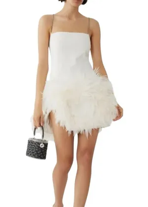 NWT The Attico Fujiko White Feather Trim Sleeveless Mini Dress IT 42 US M thumbnail 3