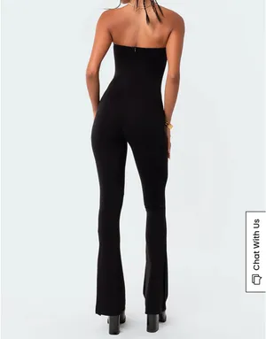 Black Edikted Jumpsuit Strapless Flare Pants thumbnail 2