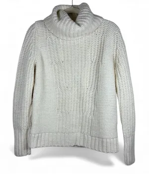 Banana Republic Chunky Cream Cowl Turtleneck Neck Sweater Sz M thumbnail 1