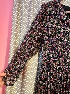 ZARA | Zara Annie Pleated Floral Chiffon Mini Dress, XL thumbnail 3
