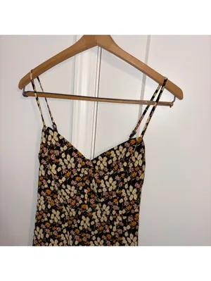 Urban Outfitters NWT Floral Side Slit Small Spaghetti Strap Sun Dress Brand NEW thumbnail 2