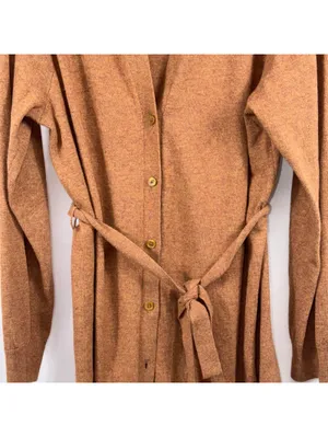 J.Crew Women’s Merino Wool Blend Belted Cardigan Sweater Size M Brown Longline thumbnail 3