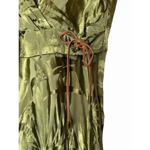 Lauren Ralph Lauren 12 Olive Green Botanical Jacquard Lace-Up Maxi Dress thumbnail 6