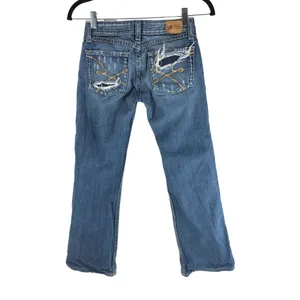 BKE Womens Jeans Star 18 Distressed Boot Cut Low Rise 24 HEMMED thumbnail 2