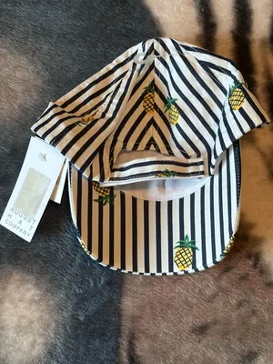 August Hat Co. Striped Pineapple Baseball Cap Navy White Yellow Summer Sun Hat thumbnail 4