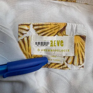 Anthropologie Maeve Yellow White Shell Print Tie-Strap Mini Dress Size L thumbnail 6