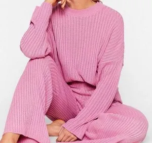Pink Ribbed Soft Knit Set thumbnail 3