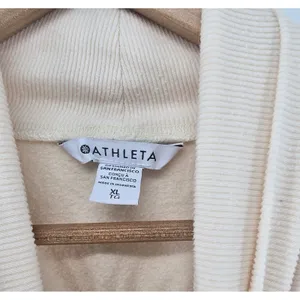 Athleta Sweatshirt Womens XL Balance Ridge Turtleneck Cream Fleece EUC thumbnail 2