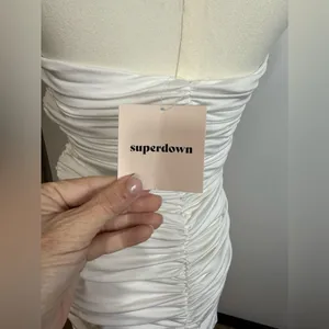 NWT Superdown Vivienne Ruched Midi Dress in White Sz Medium‎ $88 thumbnail 7