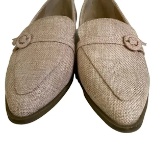 Tinstree Pale Pink Tweed Pointed Toe Slip On Flats Buckle Loafer Shoes Womens 8 thumbnail 3