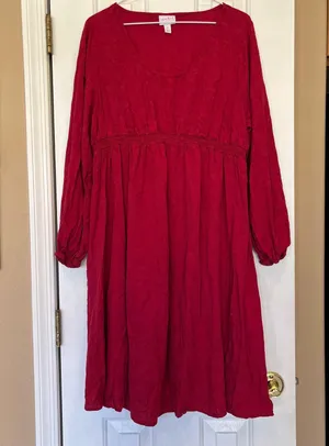 Dress Loose Flowy Pink Long Sleeve Size XL Artsy Motherhood thumbnail 1