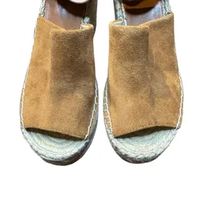 Marc Fisher LTD Shoes Womens Size 7.5 Brown Suede Espadrille‎ Wedge Sandals thumbnail 2