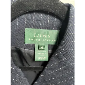 Lauren Ralph Lauren Pinstripe Blazer Womens Size 4 Navy Blue Worsted Wool Office thumbnail 3