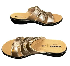 Clarks Collection Rose Gold Cushioned Slide Sandals Women’s US 9.5 Wide thumbnail 1