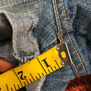 Y2K 2000s Micro Mini Baddie Low Rise Denim Jean Shorts Bedazzled Khaki Brown Stitching Ripped Distressing Cuffed Hem-Size 29 #wings #gothic #whimsygoth #cross #angel cyber punk biker thumbnail 7