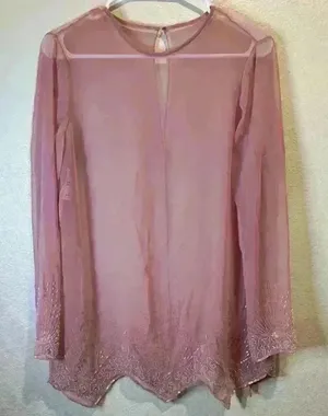 Vintage Jack Bryan Pink Sheer Beaded‎ Top Size M thumbnail 1