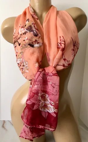 Coral Red Scarf Multiple thumbnail 1