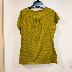 Y2K Green Brown polka dot button baby doll top Large romantic Henley Gilmore thumbnail 4