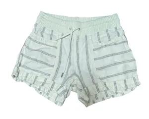 Athleta Striped Linen Blend‎ Shorts Womens Size 4 Cream Drawstring Pockets thumbnail 1