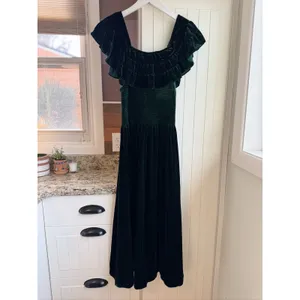 Hill House Home Akilah Nap Dress Emerald Green Velvet Silk Blend Midi S thumbnail 4