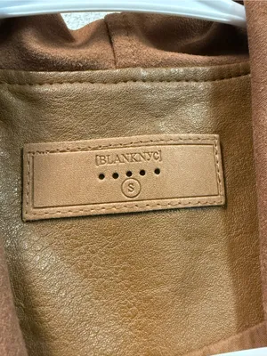 Blank NYC Suede & Leather Mixed Media Drape Front Jacket in Cognac Brown Size Sm thumbnail 8