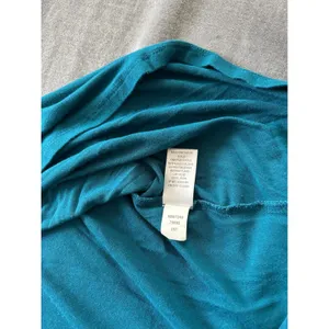 Cable & Gauge Teal Blue Ruched Button Tab Sleeve Scoop Neck Top Large thumbnail 12
