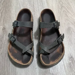 Birkenstock Women's Mayari Birkibuc Sandals Pebbled 38 Brown Black thumbnail 3