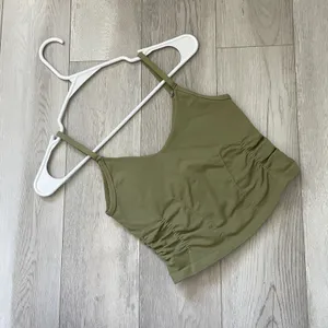 Free People Tank Top ruched crop good karma womens Green (xsmall small) workout thumbnail 2