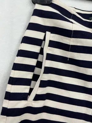 Zara Navy and White Striped Belted Shorts 813 thumbnail 4