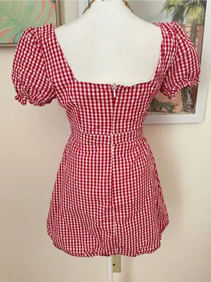 Beginning Boutique Mercury Mini Red Gingham Dress Size Small thumbnail 6