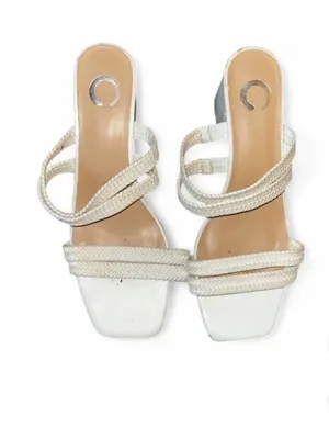 Journee Collection White Braided Triple-Strap Block Heel Mule thumbnail 2