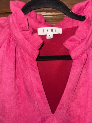 THML Hot Pink Tiered Ruffle Collar Dress thumbnail 2