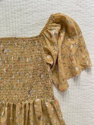 muted yellow floral maxi dress thumbnail 3