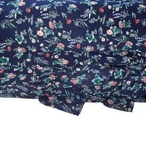 LE LIS Navy‎ Floral Long Sleeve Tiered Ruffle Trim Mini Shift Dress NWOT Large thumbnail 5