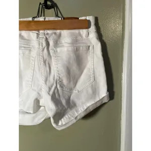 Aeropostale Womens Sz 00 High-Rise Denim Midi Shorts White Stretch Cotton Cuffed thumbnail 9