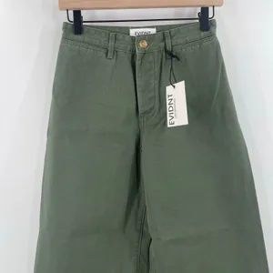 EVIDNT Pants Size 25 Cropped Chino Wide Leg High Waist NWT Green 100% Cotton thumbnail 12