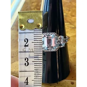 Natural Aquamarine Blue Topaz Sterling Silver Ring Size 9 thumbnail 9
