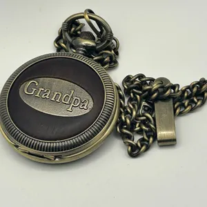 Grandpa Bronze Classic Analog Pocket Watch Working New Battery thumbnail 4
